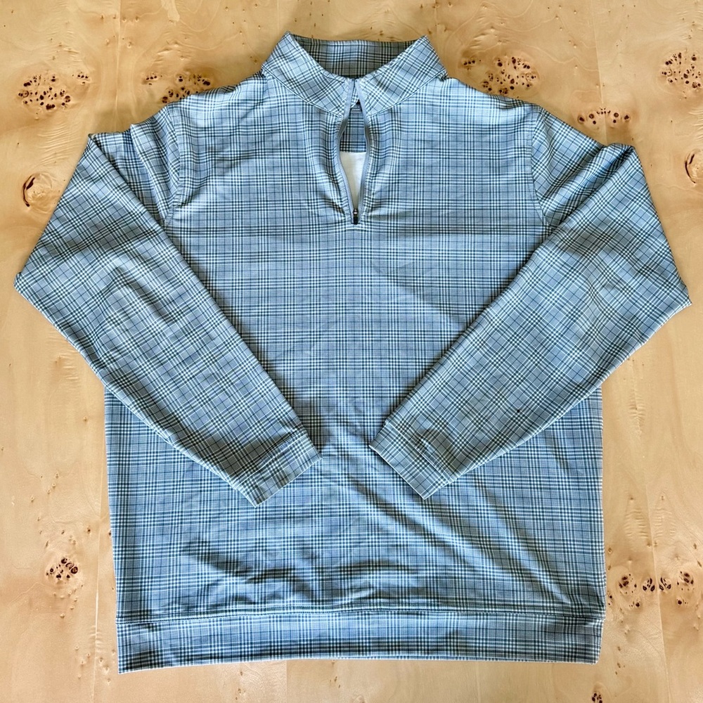 Peter Millar Gray Checkered Quarter-Zip